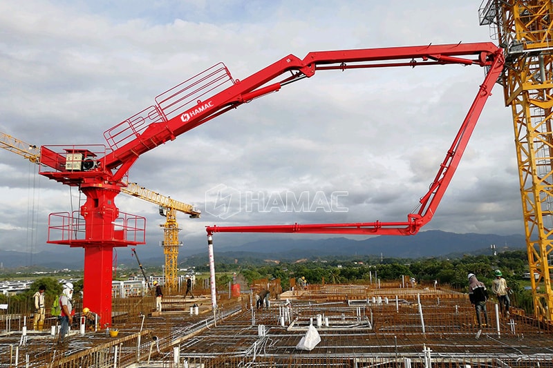 One unit of HGY33 self-climbing concrete placing boom was delivered to Chile in 2019. This model is equipped with 33m length boom, without counterweight. Concrete placing boom is a popular machines works in Chile. There are many high rise buildings in