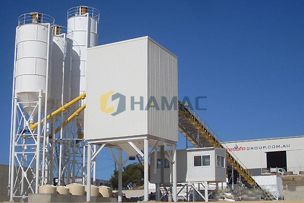 This is our projects in Australia. Because this company want to produce the semi-hard concrete. So, we recommend him use the Planetary concrete mixer which is suitable for this. Its capacity is approximate 180 cubic meters per hour. Because of the str