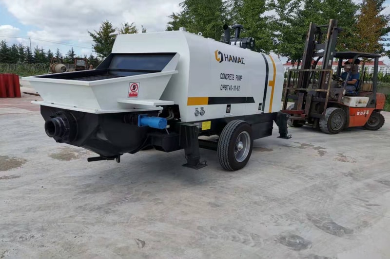 Hamac DHBT40 diesel concrete pump delivering to Africa img